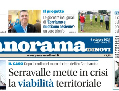 La prima pagina di Panorama di Novi da domani in edicola