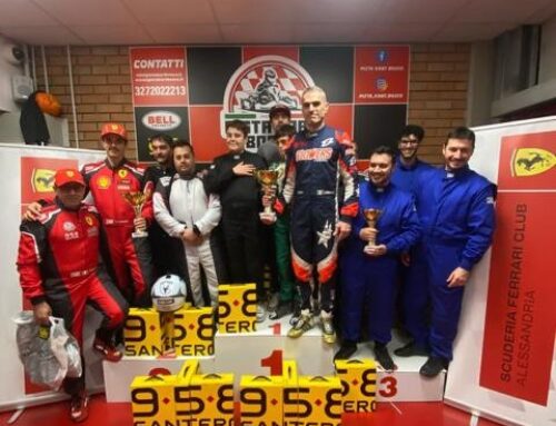 Il Ferrari Club alla pista kart di Bosco Marengo con il pilota GT Edoardo Borelli